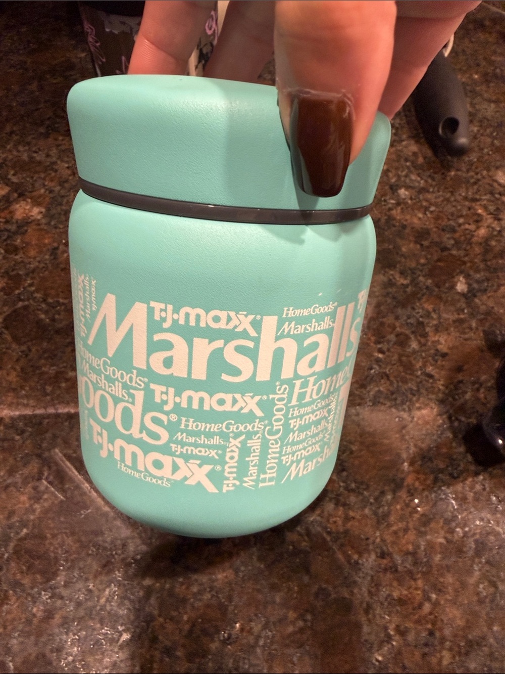 Marshalls Teal Insulated Food Canister with White Logo Pattern